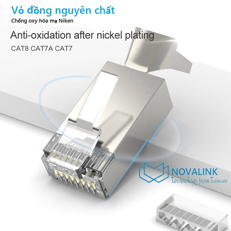 Hạt mạng cat6A, cat7, cat8 FTP Xuyên thấu Novalink CC-01-00195 cao cấp